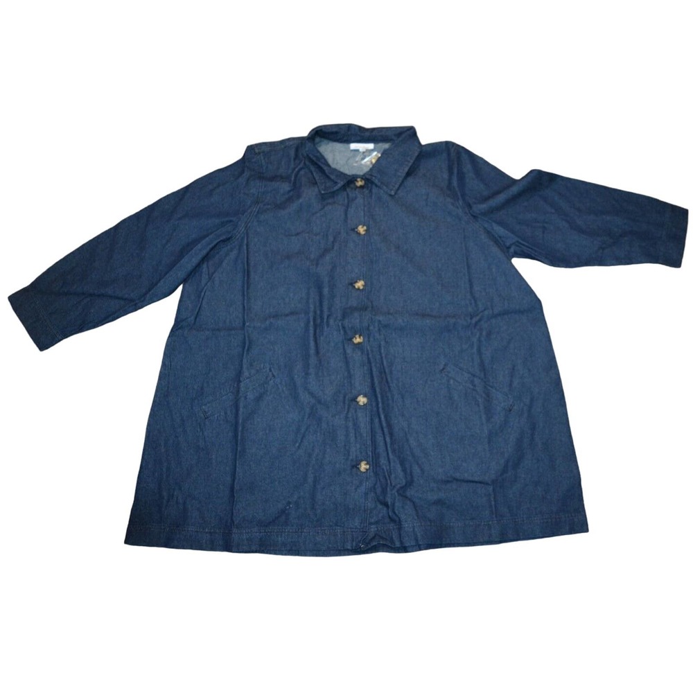 Serengeti Women Denim Pleated Back Jacket Blue 3x